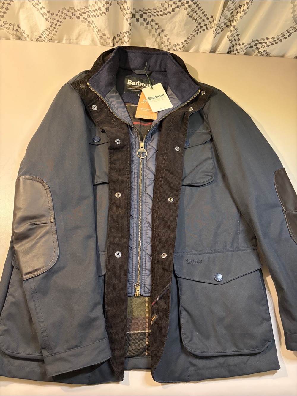 Barbour Men’s Navy Ogston Waxed Field Jacket NWT